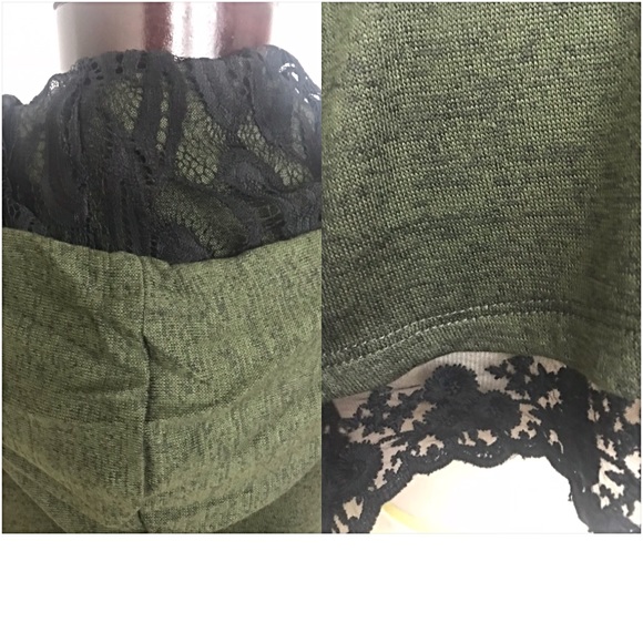 Gorgeous Olive & Lace Tunic Hoodie Top SML - Picture 5 of 7